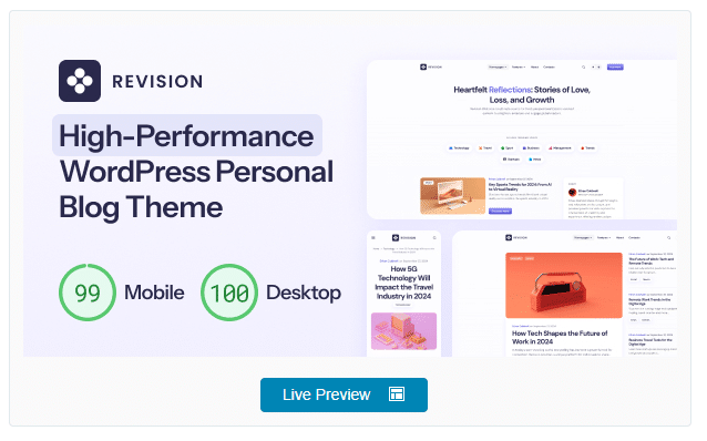 Revision - Optimized Personal Blog WordPress Theme